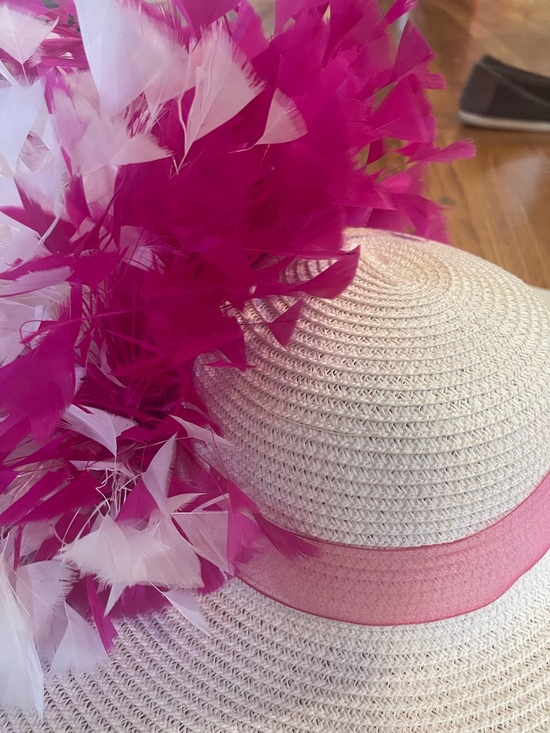 KENTUCKY DERBY ? Hat with Pink & Fuchsia Feather Trim - worn once main image 5